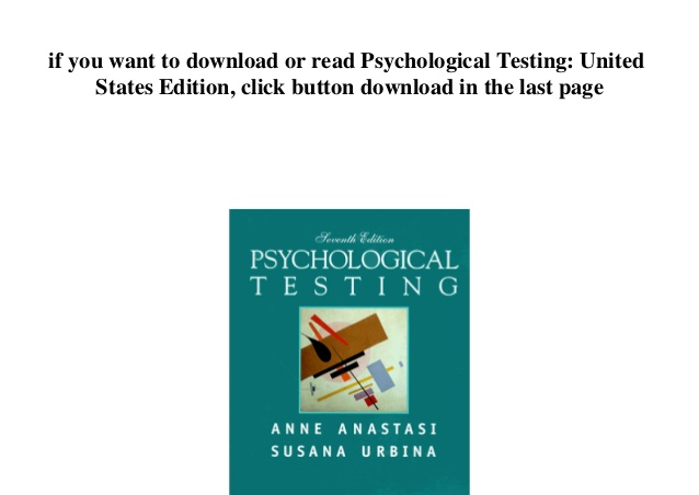Anastasi a. & urbina s. (1997). psychological testing pdf